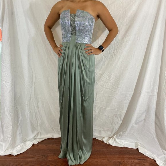 Theia Dresses & Skirts - Theia Emerald Light Green Strapless Gown